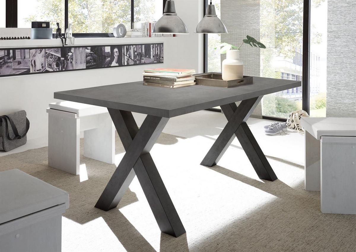 ESSTISCH ausziehbar Eike 7 140 x 90 x 75 Esszimmertisch Schwarzstahl/Graphit - Grau, Holz (140/90/75cm) - 58aufmkessel