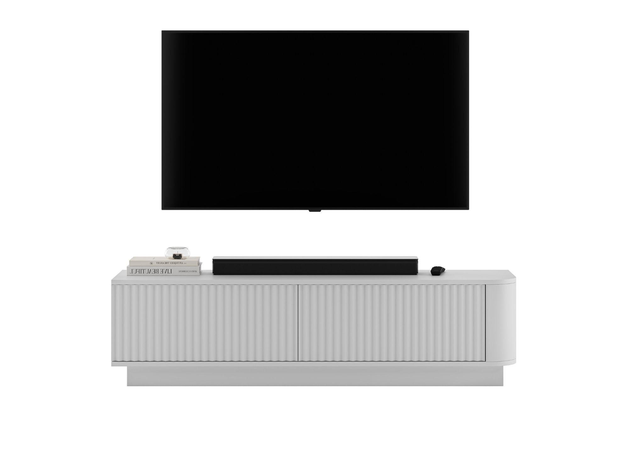 TV-LOWBOARD Aurora Weiß matt 140 cm mit Sockel - Weiß, Holzwerkstoff (140/37/35cm) - Meble Lindner