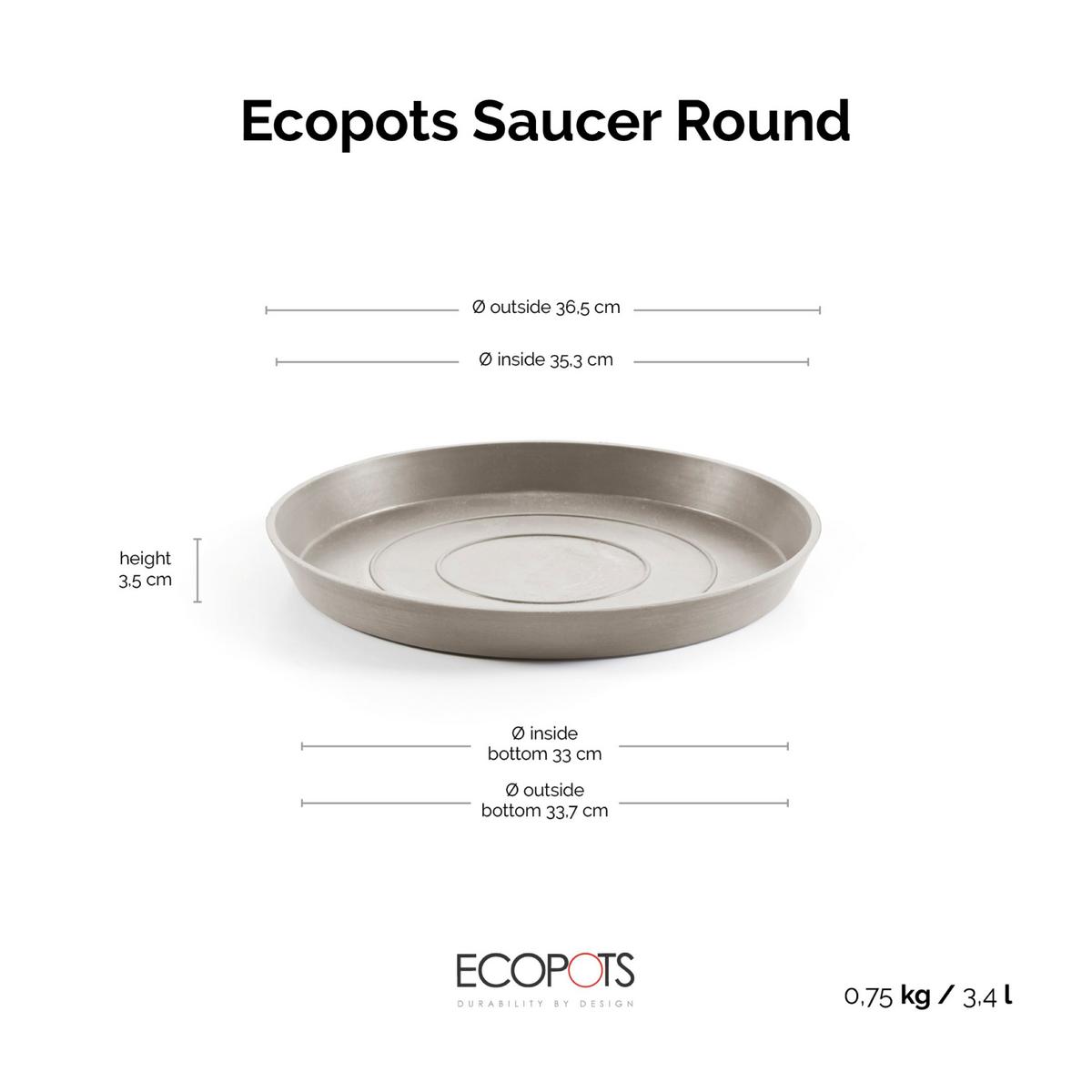 BLUMENTOPFUNTERSETZER rund 36,5/36,5/3,5 cm Taupe - Taupe, Kunststoff (36.5/3.5cm) - Ecopots
