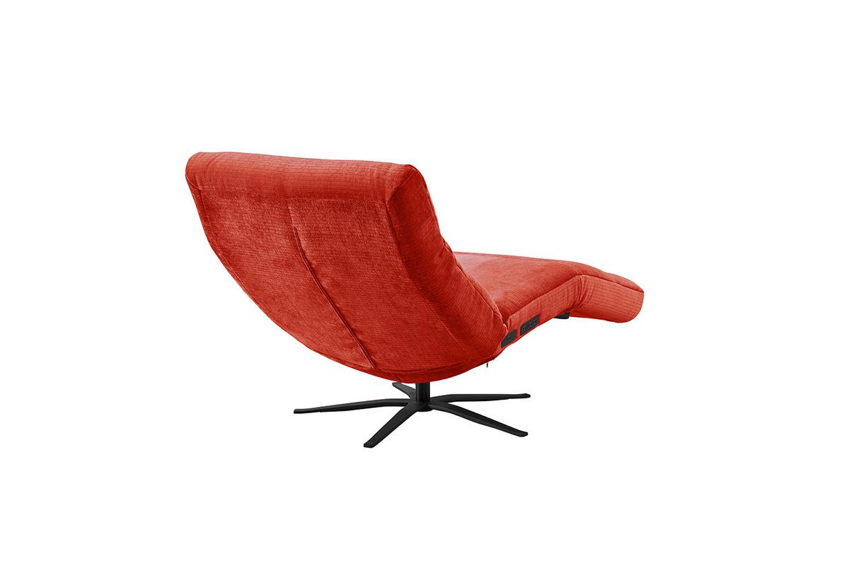 RELAXLIEGE ALINA Rot Cord Relaxfunktion, Drehbar (360°) - Rot/Schwarz, Textil/Metall (82/115/156cm) - KAWOLA