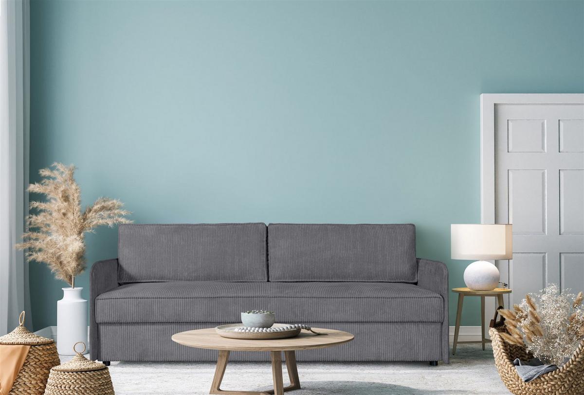 SOFA Ruby Mit Schlaffunktion - Grau, Holzwerkstoff/Textil (206/90/91cm) - Fun Möbel