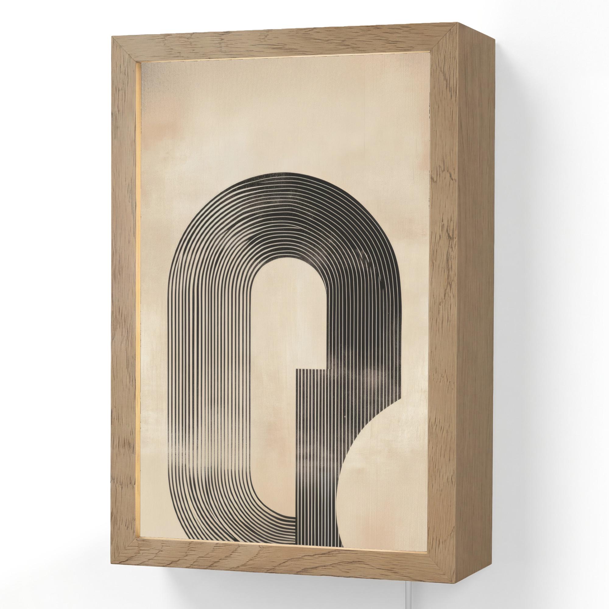 WANDLEUCHTE Schleife - Streifen - Minimalistisch - Schwarz 20x30 cm - Beige, Holzwerkstoff (20/30/8cm) - OnlyWow