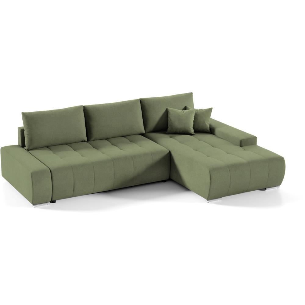 ECKSOFA Draco L grün rechts - Chromfarben/Grün, Textil/Metall (267/186cm) - Beautysofa