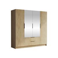 KLEIDERSCHRANK Sofia II - Eichefarben/Schwarz, Holzwerkstoff/Kunststoff (200/216/60cm) - MIRJAN24