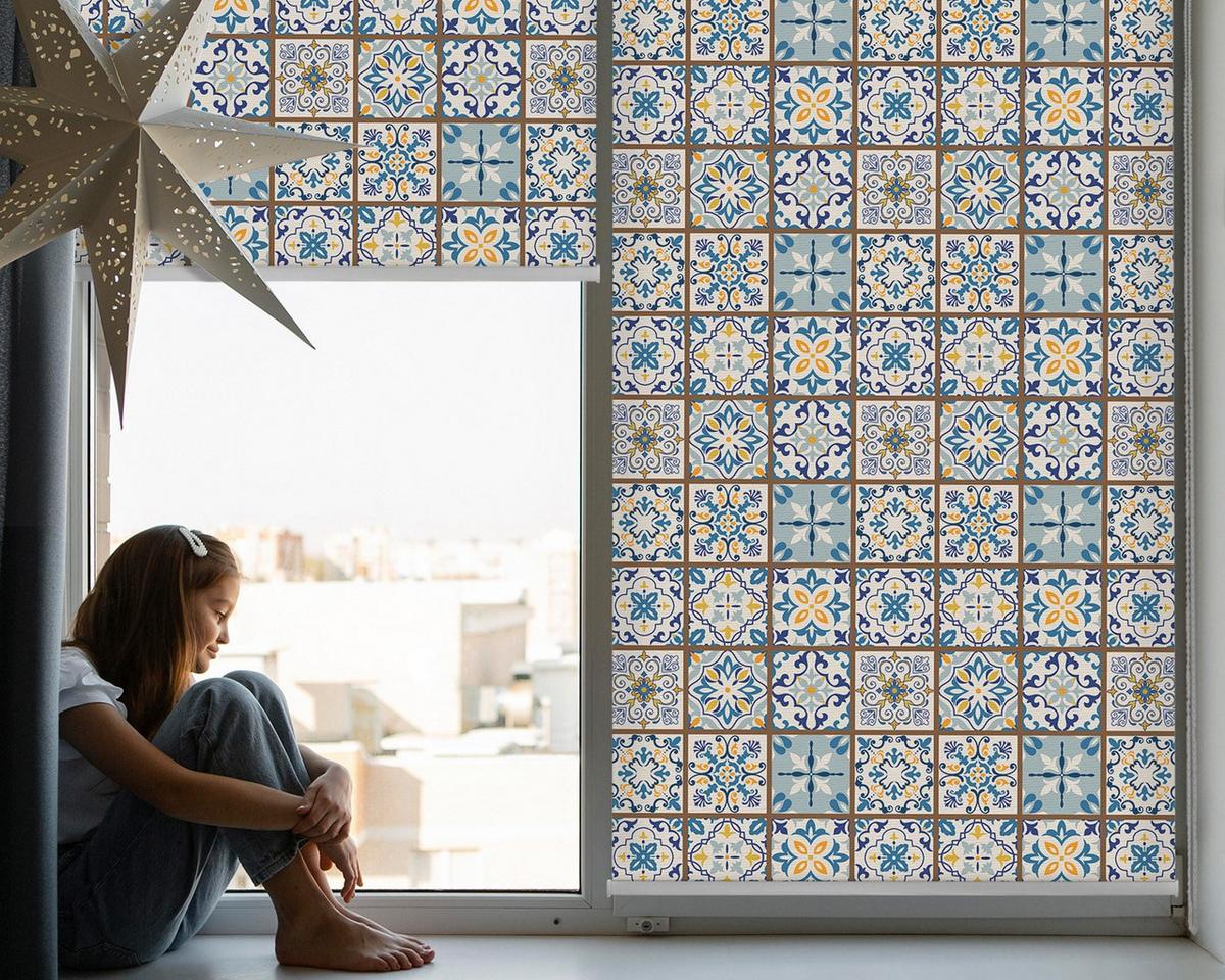INNENROLLO - Fensterrollo - Rollo - 100x180 cm - Mandala - Blau, Kunststoff (100/180/0.5cm) - TULUP