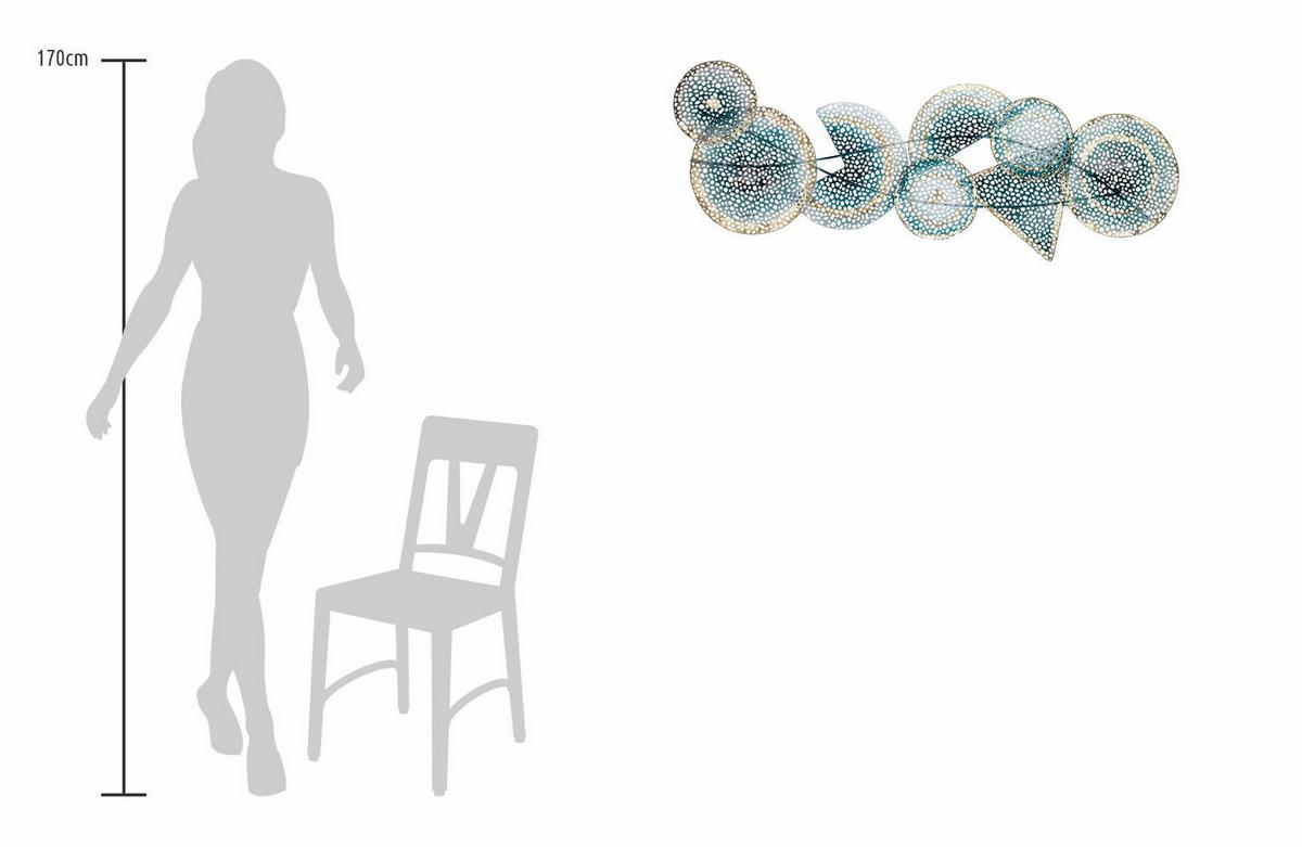 WANDDEKO Türkis 120/40 cm - Türkis, Metall (2/40/5cm) - KUNSTLOFT