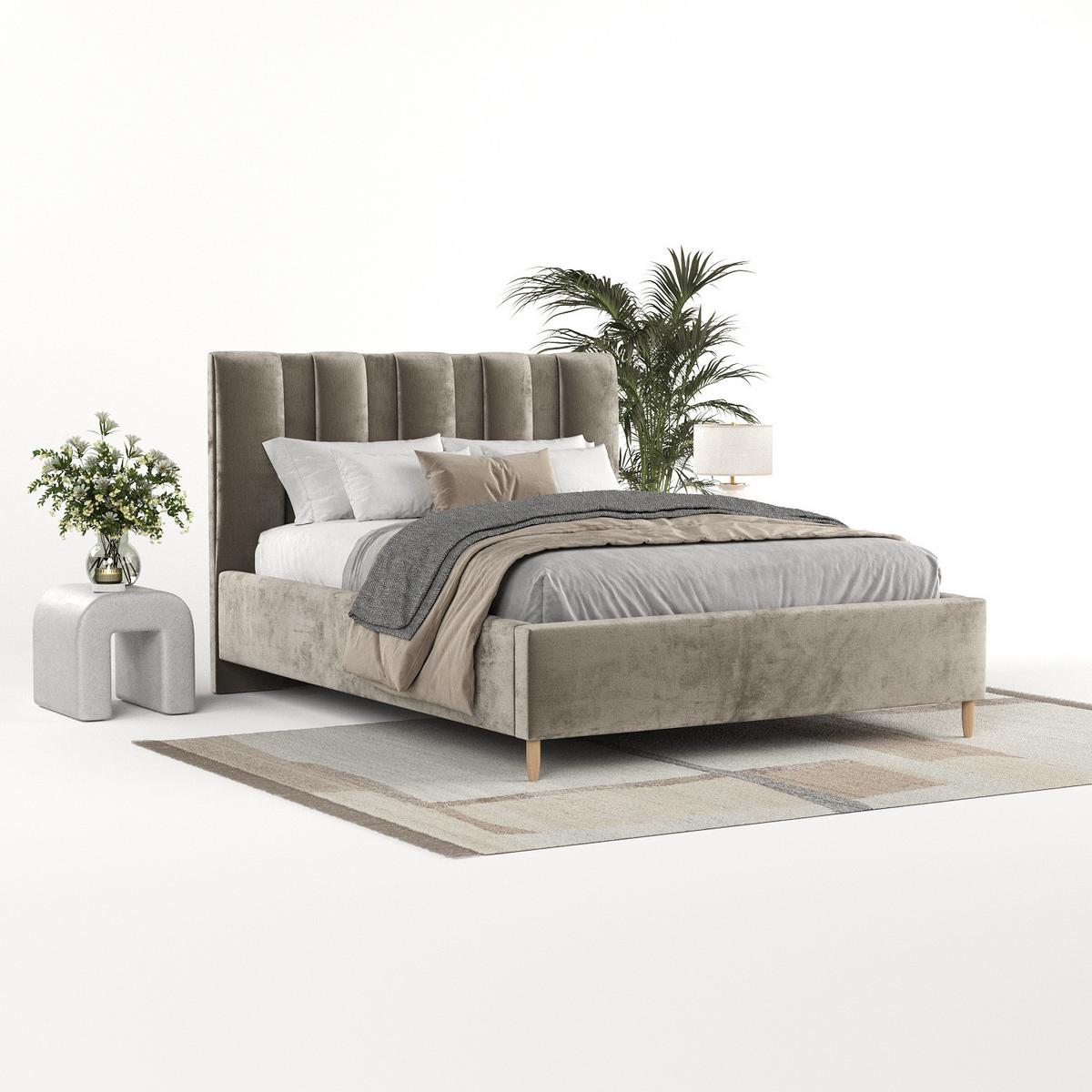 POLSTERBETT Loom 120/200 cm Beige im Lotta Stoff - Beige/Naturfarben, Holz/Holzwerkstoff (120/200cm) - AltaBeds