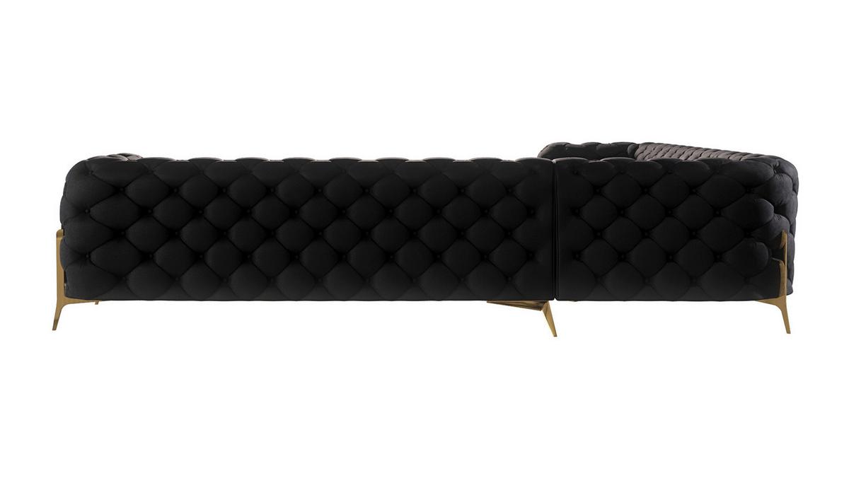 ECKSOFA Chesterfield Lexi Schwarz Samt - Goldfarben/Schwarz, Holz/Textil (323/323cm) - S-Style Möbel