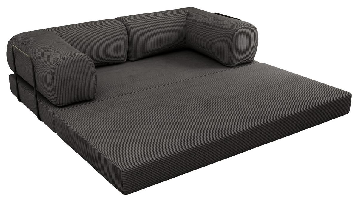 3-SITZER SOFA ORSETTO - Dunkelgrau Cord - Dunkelgrau/Schwarz, Textil/Metall (200/70/100cm) - MKS