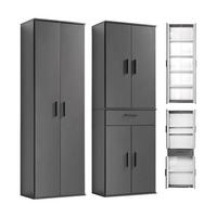 MEHRZWECKSCHRANK SET Der Allzweckwaffe - Anthrazit/Schwarz, Holzwerkstoff (60/180/34cm) - Mokebo