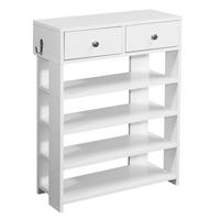 SCHUHREGAL – Weiß, 60x79x24 cm, 4 Fächer, 2 Schubladen, Flurregal - Weiß, Metall (60/79/24cm) - KADIMA DESIGN