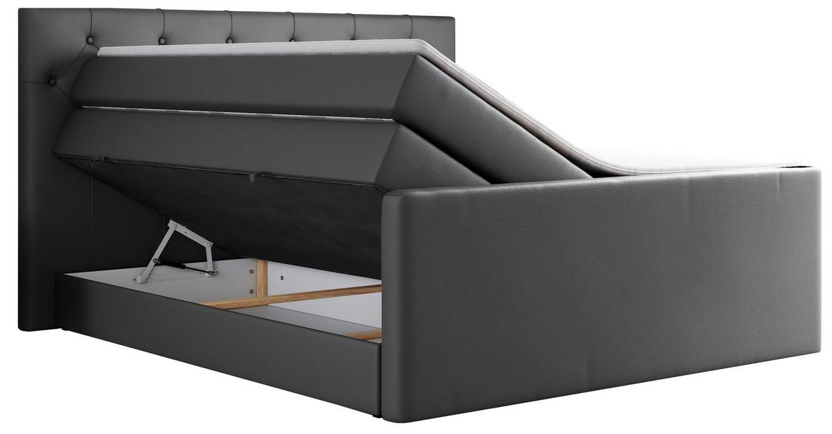 BOXSPRINGBETT KING VELEN 140/200 Dunkelgrau Kunstleder - H3 - Dunkelgrau, Holz/Textil (140/200cm) - MKS