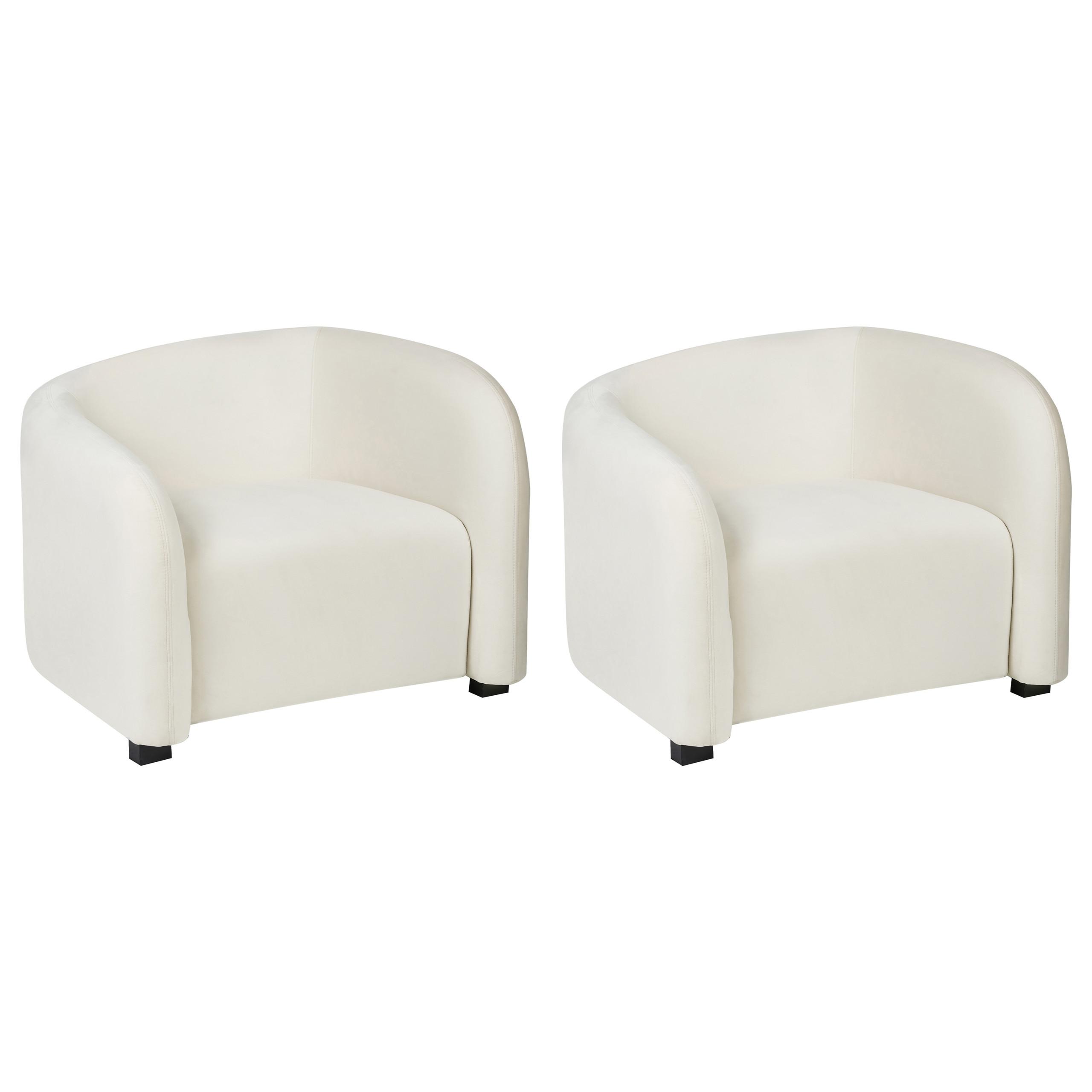 SESSEL 2er-Set Cremeweiß Veltada - Weiß, Textil (95/72/86cm) - Beliani