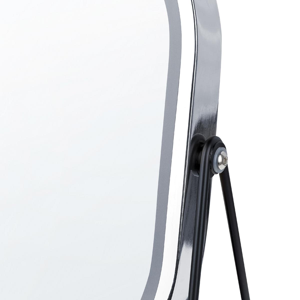 KOSMETIKSPIEGEL silber mit LED-Beleuchtung 20/22 cm Dordogne - Silberfarben/Schwarz, Metall (13/32/24cm) - Beliani
