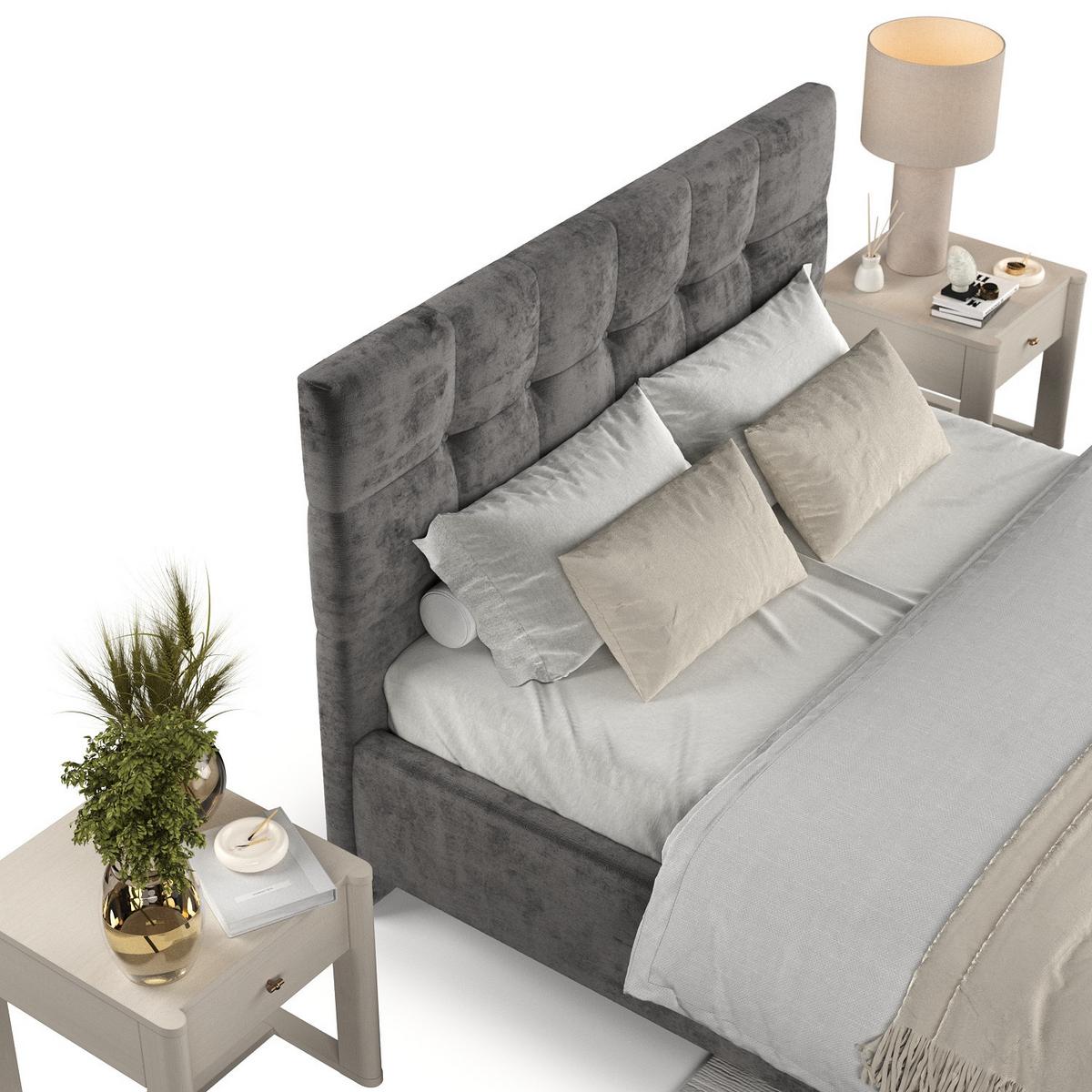 POLSTERBETT Cora 160/200 cm Anthrazit im Lotta Stoff - Anthrazit/Naturfarben, Holz/Holzwerkstoff (160/200cm) - AltaBeds
