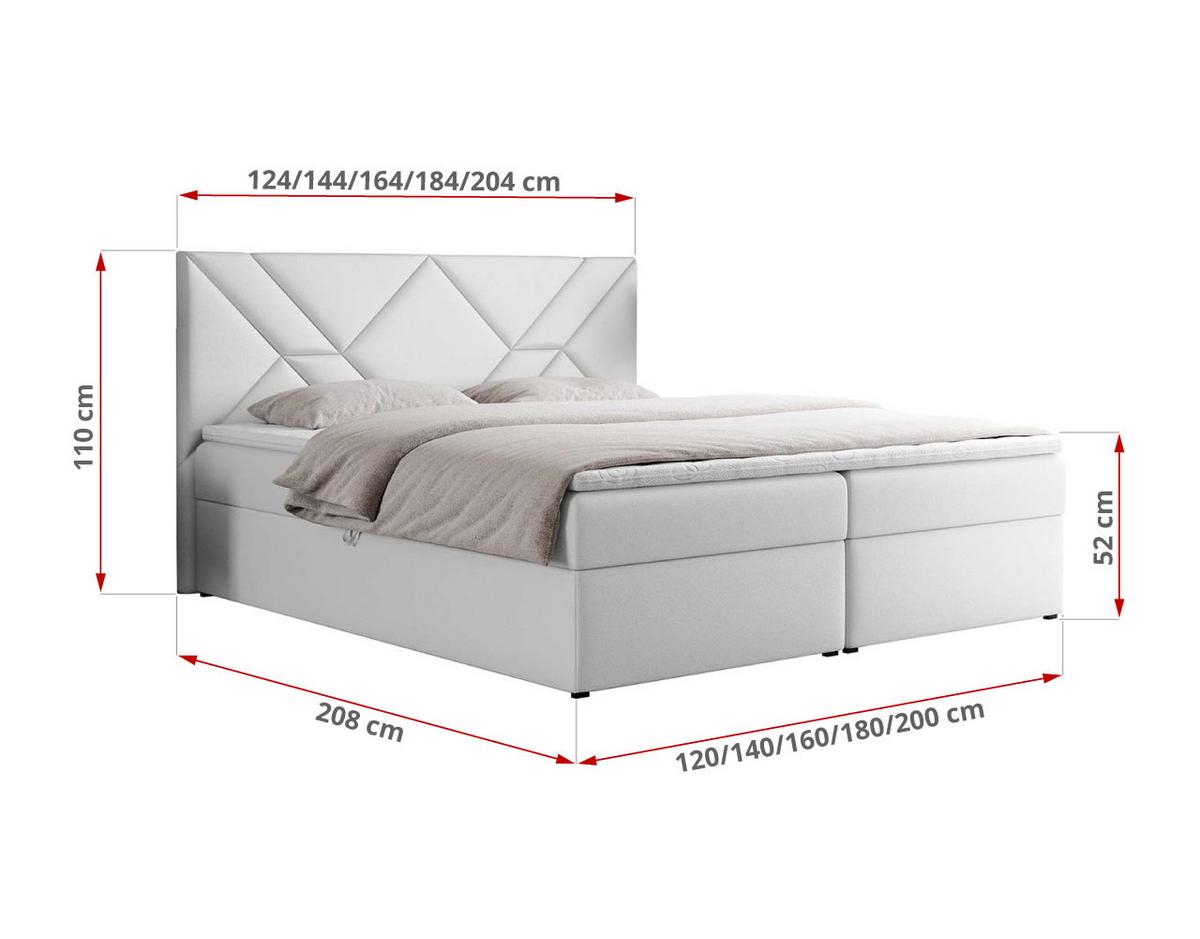BOXBETT NEOMI 160/200 - Weiß Kunstleder - H3 - Visco - Weiß, Holz/Textil (160/200cm)