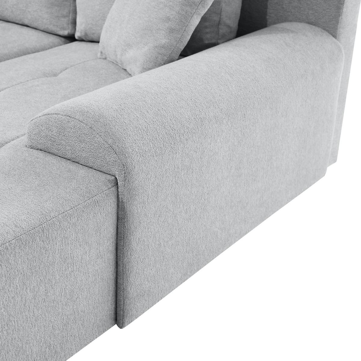 ECKSCHLAFSOFA Dallas mit Bettkasten, 255 cm, Hellgrau, rechts, Velour-Stoff - Hellgrau, Textil (255/175cm) - Beautysofa