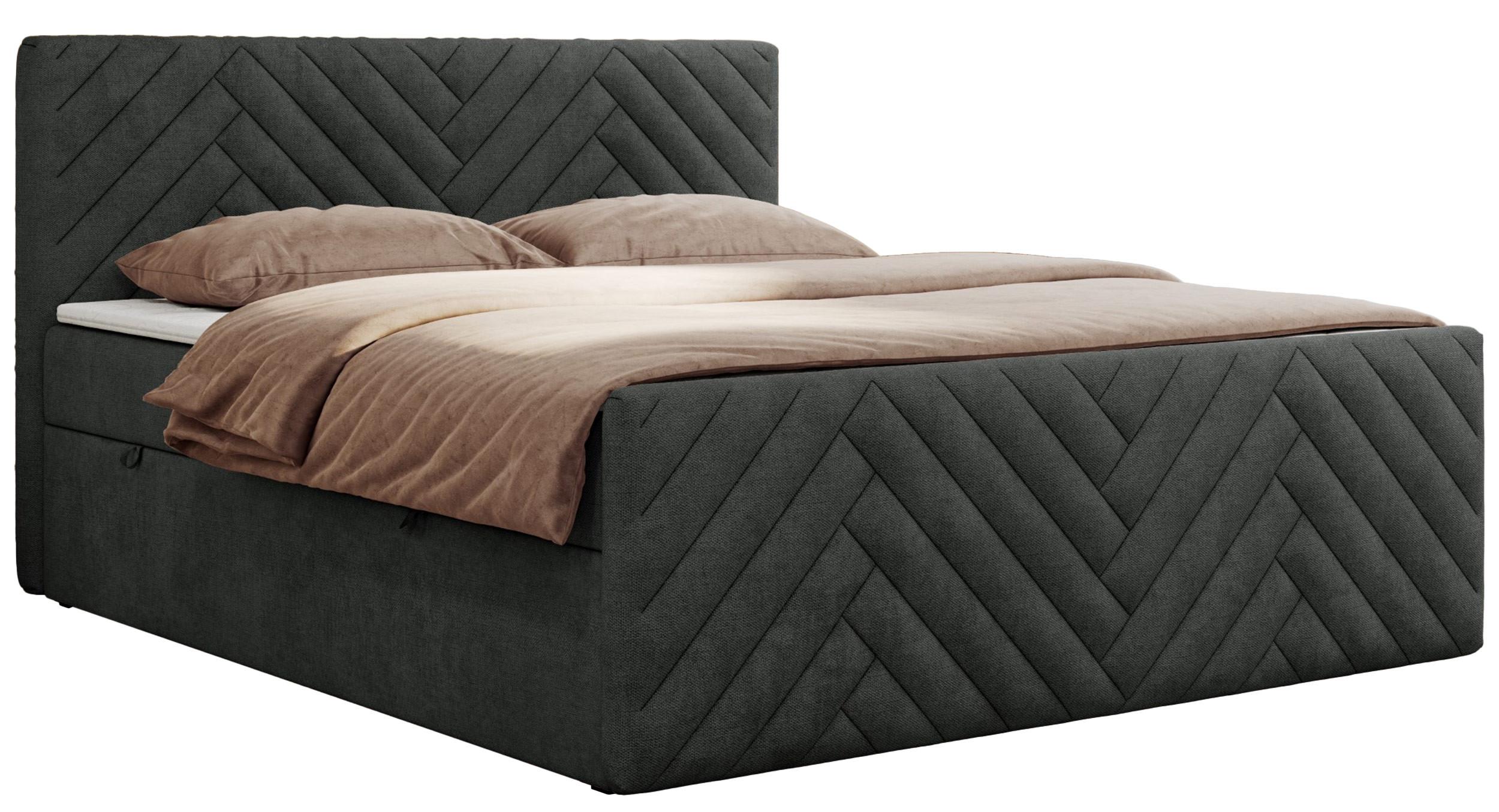 BOXBETT PARIS DUO 180/200 - Dunkelgrau Struktur - H3 - Dunkelgrau, Holz/Textil (180/200cm) - MKS
