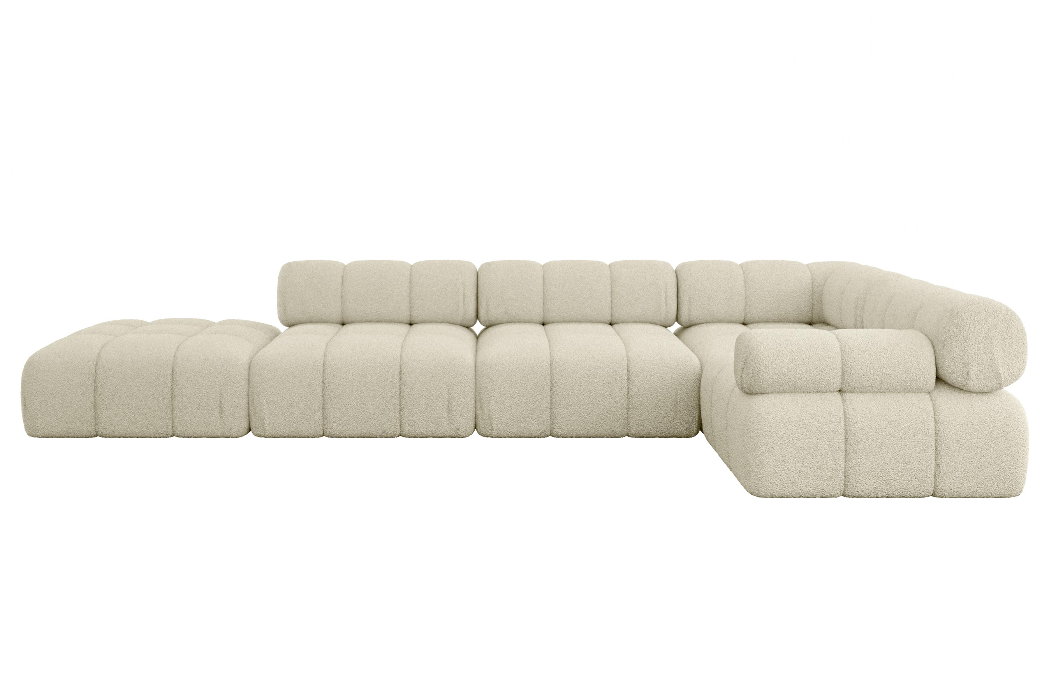 ECKSOFA modulares Sofa Felto-L2 - 380x190x70 cm Beige Bouclé - Beige, Holzwerkstoff/Textil (380/190cm) - ALTDECOR