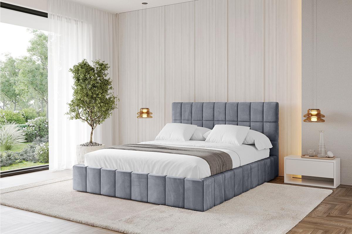 POLSTERBETT mit Bettkasten und Lattenrost, Boxbett ohne Matratze - AMEA 140x200 Grau - Grau, Holzwerkstoff/Textil (140/200cm) - ALTDECOR