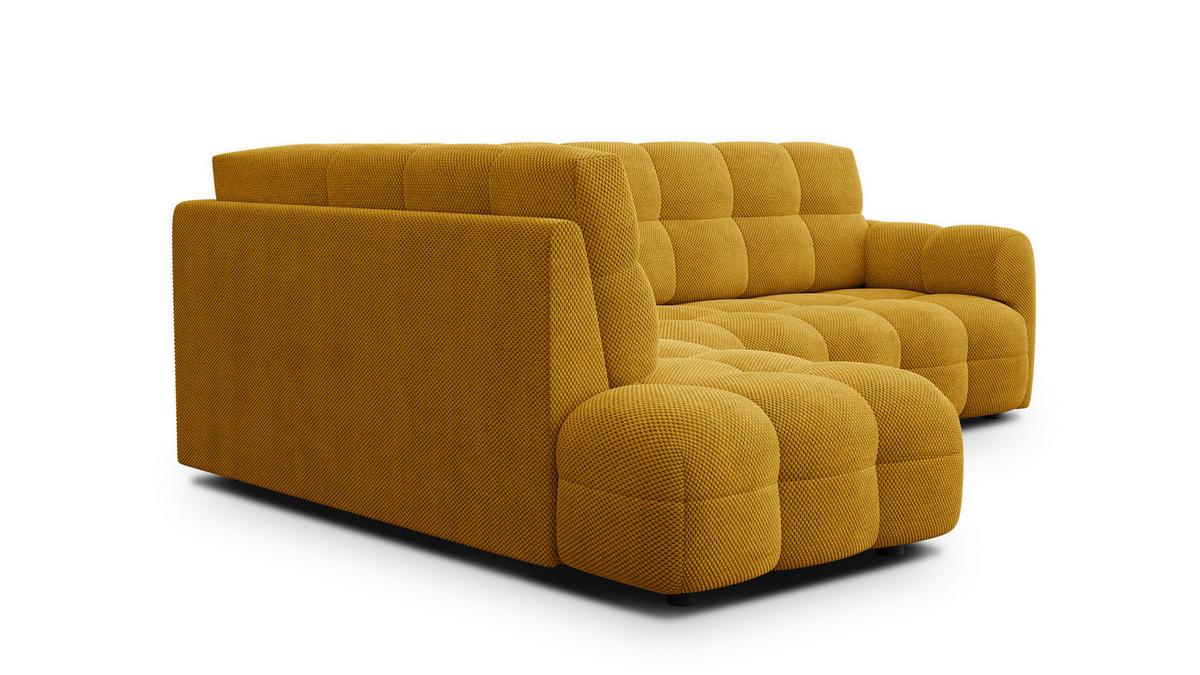 ECKSOFA MELLOW 5-Sitzer, safran - Gelb/Schwarz, Holz/Textil (283/191cm) - Wozimo