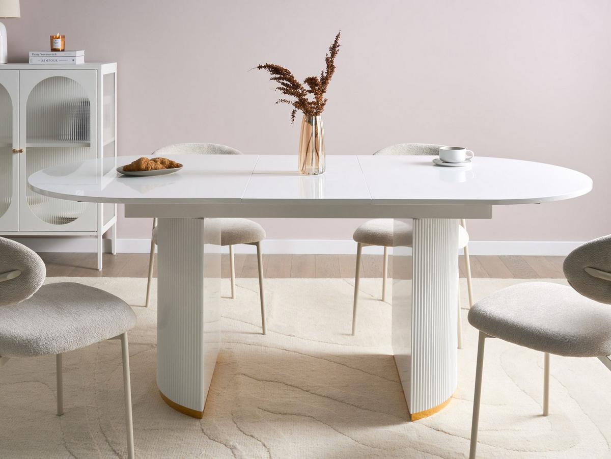 ESSTISCH ausziehbar Weiß 160-200/90 cm Dulverton - Weiß, Holzwerkstoff (160/90/75cm) - Beliani