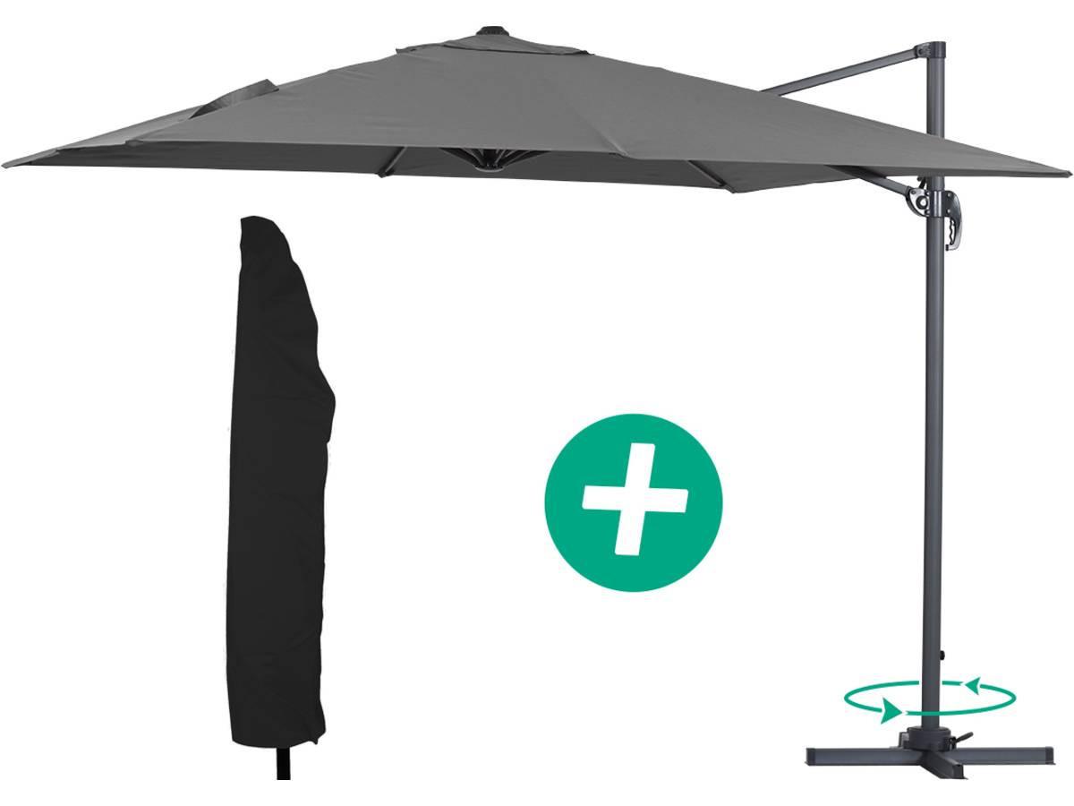SONNENSCHIRM sun 3 Grau - Grau, Metall (300/300cm) - Habitat Garten