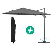 SONNENSCHIRM sun 3 Grau - Grau, Metall (300/300cm) - Habitat Garten