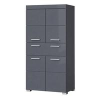 MIDISCHRANK grau Hochglanz 73 x 132 cm, Badschrank mit viel Stauraum - Grau, Holzwerkstoff/Kunststoff (73/132/31cm) - Top.Furn
