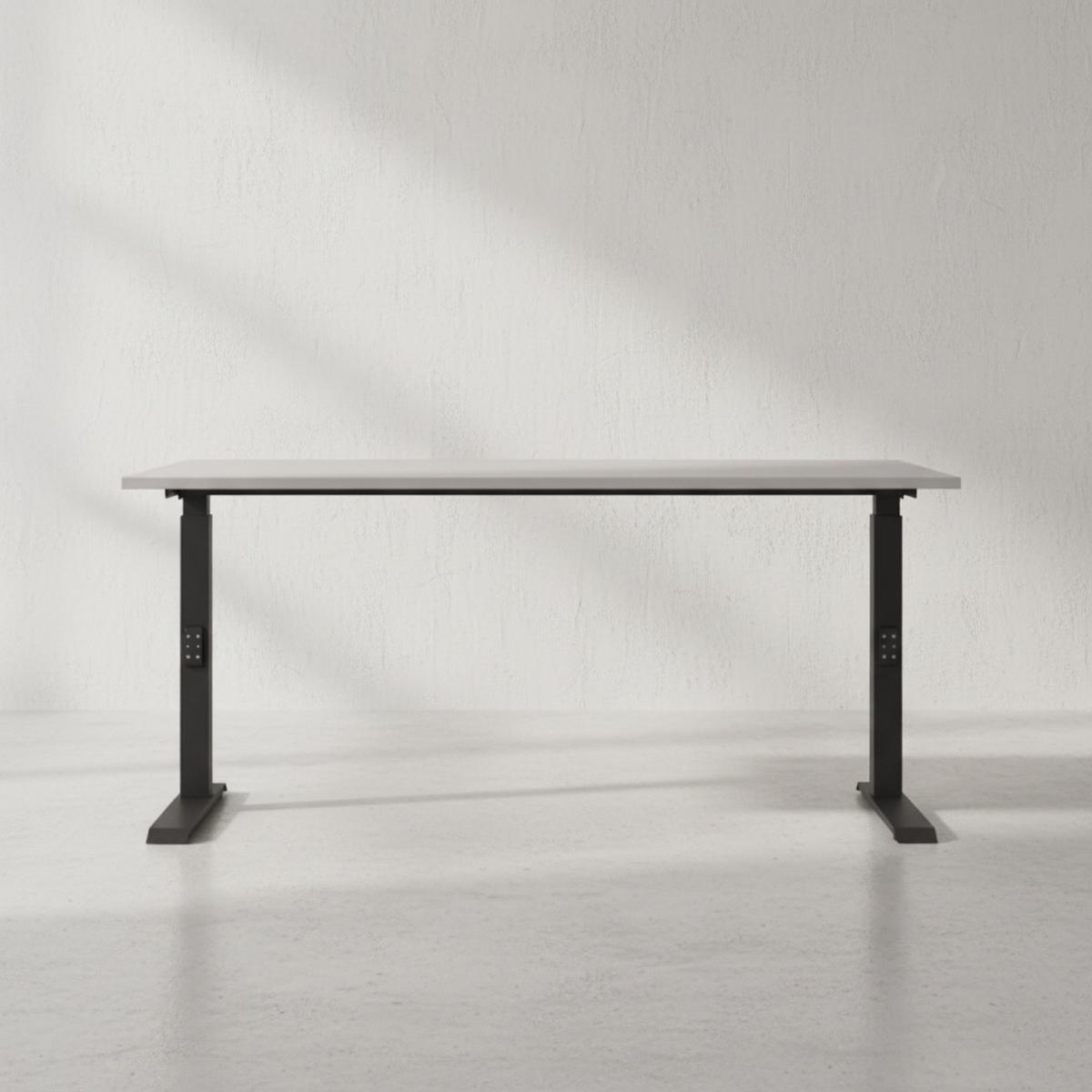 SCHREIBTISCH höheneinstellbar "Stuttgart" 68-91cm Kaschmir/Schwarz 160x80cm, C-Fuß - Beige, Holzwerkstoff/Metall (80/160/91cm) - KADIMA DESIGN