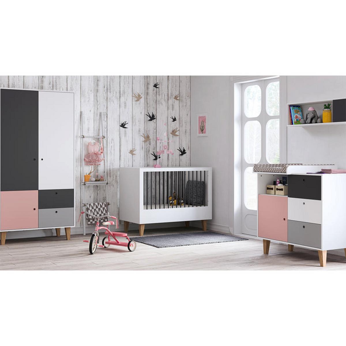 BABYZIMMER 3-teilig rosa - Rosa, Holzwerkstoff (144.5/97/75cm) - Petits-meubles