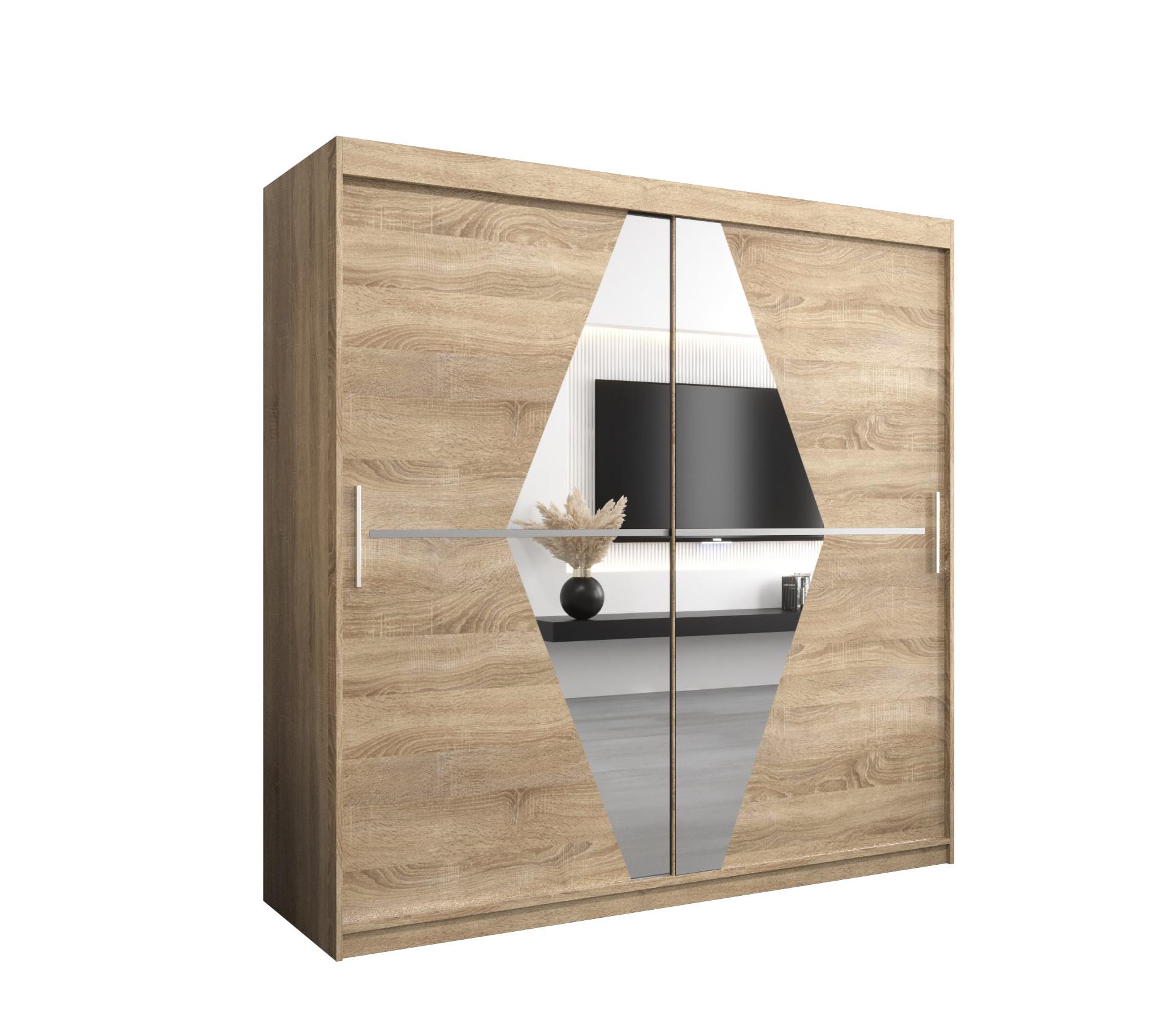 SCHWEBETÜRENSCHRANK 200/200/62 2-türig - Silberfarben/Sonoma Eiche, Holz/Kunststoff (200/200/62cm) - MÖBEL KRYSPOL