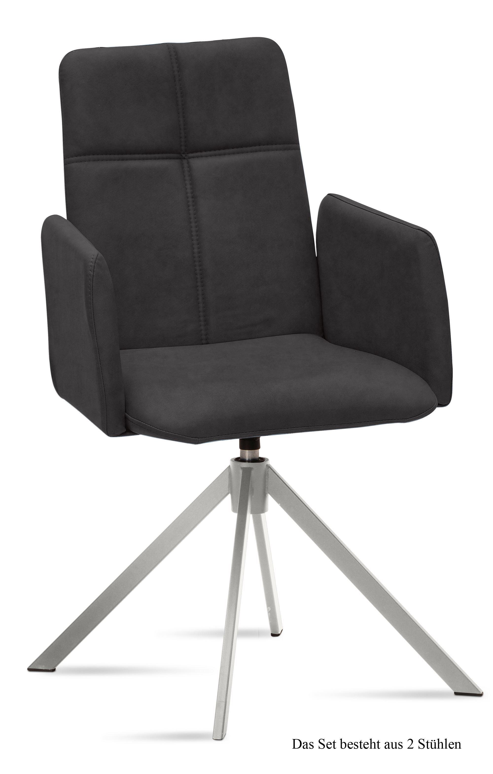 ARMLEHNSTUHL drehbar (2er-Set) Drinka 52x92x60 Edelstahl/Anthrazit - Edelstahlfarben/Anthrazit, Kunststoff (60/92/52cm) - 58aufmkessel