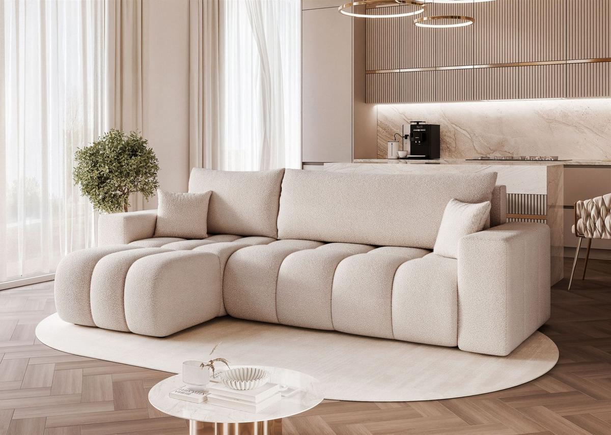 ECKSOFA Anabel Mit Schlaffunktion - Creme, Holzwerkstoff/Textil (248/145cm) - Fun Möbel