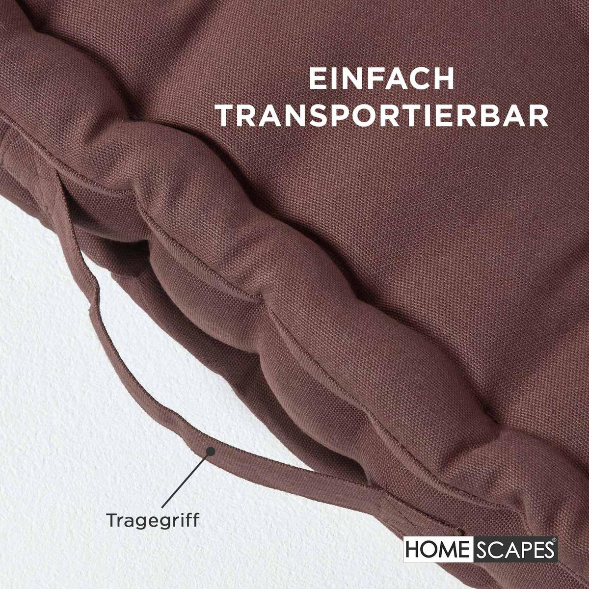 SITZKISSEN braun 40/40/8 cm – Bodenkissen unifarben - Braun, Textil (40/40/8cm) - Homescapes