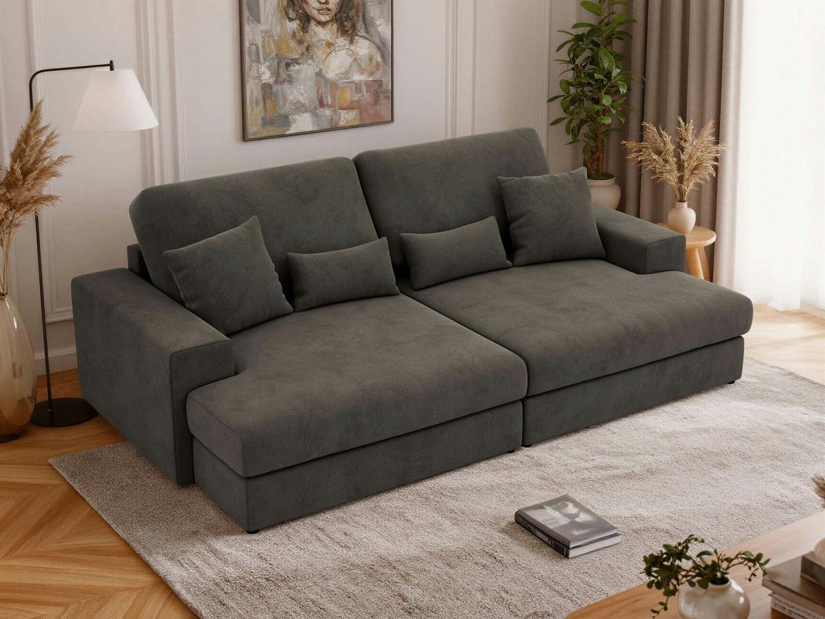 3-SITZER SOFA ANERO - Dunkelgrau Velvet - Dunkelgrau/Schwarz, Kunststoff/Textil (292/107/163cm) - MKS