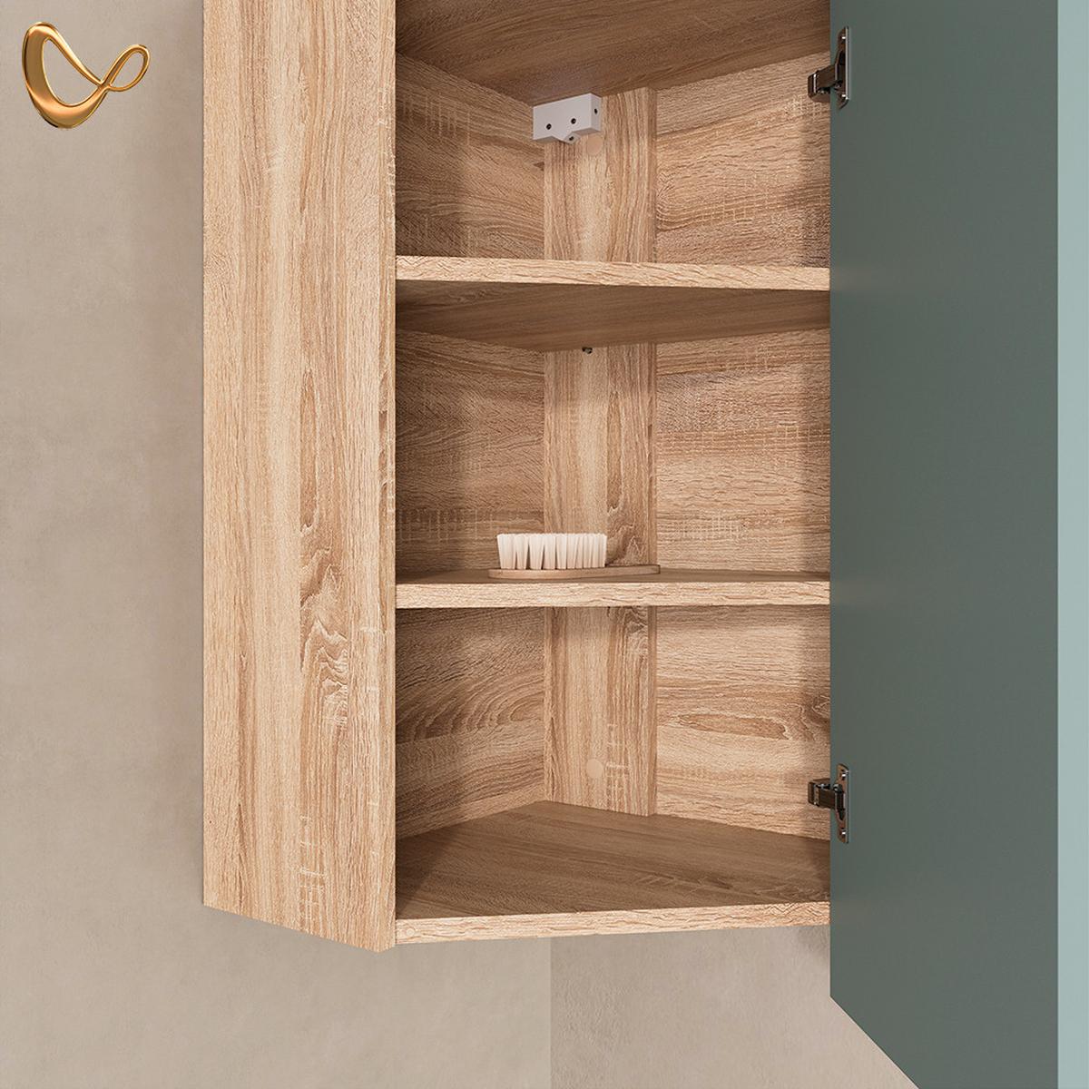BADSCHRANK Marano Blau-Grau 42.4 x 75 cm mit Tür und offenen Fächern - Blaugrau, Holzwerkstoff (42.4/75/42.4cm) - Livinity®