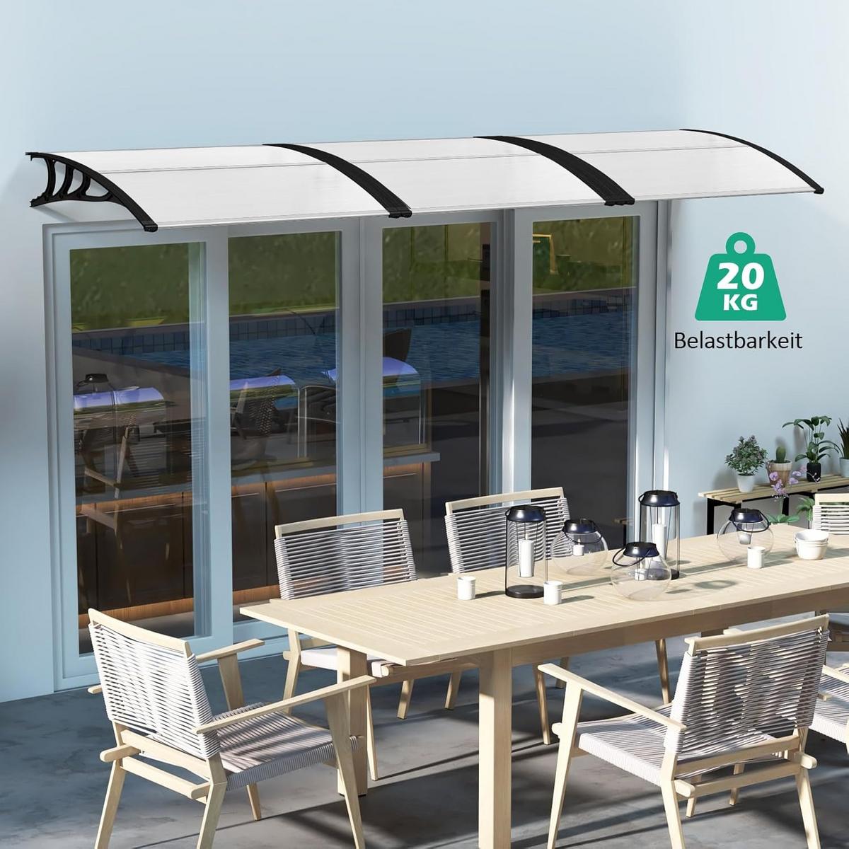 HAUSTÜRVORDACH Transparent - Transparent, Kunststoff (122/28/99cm) - COSTWAY