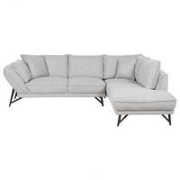3-SITZER-ECKSOFA Leinen hellgrau rechtsseitig Elga - Schwarz/Grau, Textil (265/220cm) - Beliani