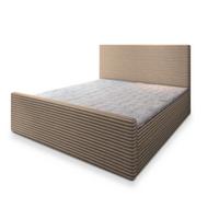 BOXBETT BRENTO 200x200 cm mit Matratze und Topper, H2+H3 - Beige - Beige, Holz (200/200cm) - MASSENO