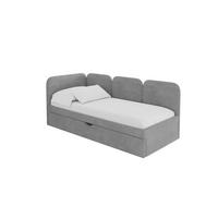 EINZELLBETT Jugendbett mit Bettkasten, Rechts - ALVY 100x200 Grau - Silberfarben, Holzwerkstoff/Textil (100/200cm) - ALTDECOR