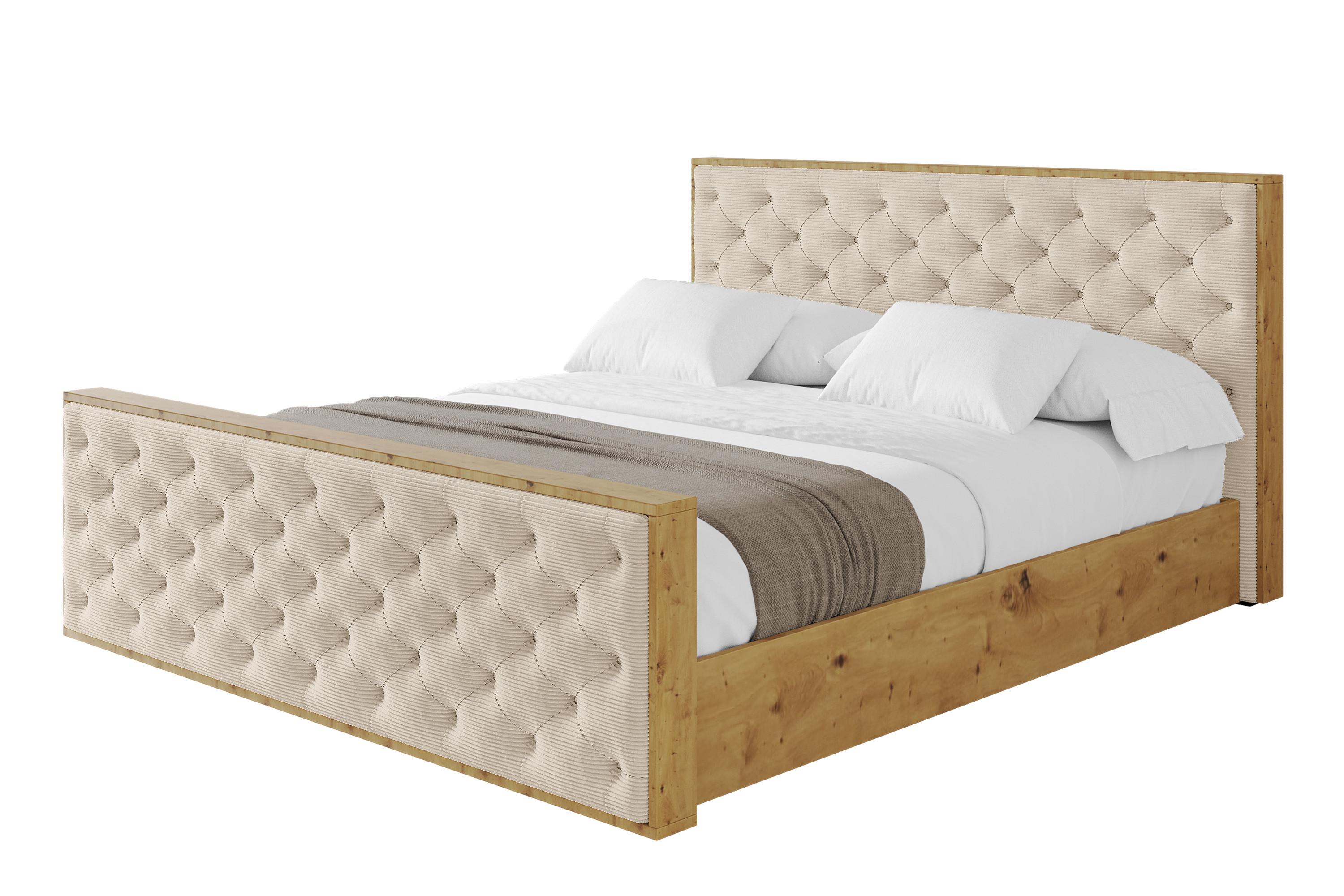 POLSTERBETT mit Bettkasten, Fußteil und Lattenrost, Boxbett mit Matratze H3/H4 - ENZO3-Z 180x200 Beige - Creme, Holzwerkstoff/Textil (180/200cm) - ALTDECOR