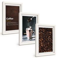 BILDER SET 3er Set - 20x30 cm Weißer Rahmen - Kaffeegetränk mit Schlagsahne - Weiß, Kunststoff (20/30cm) - TULUP