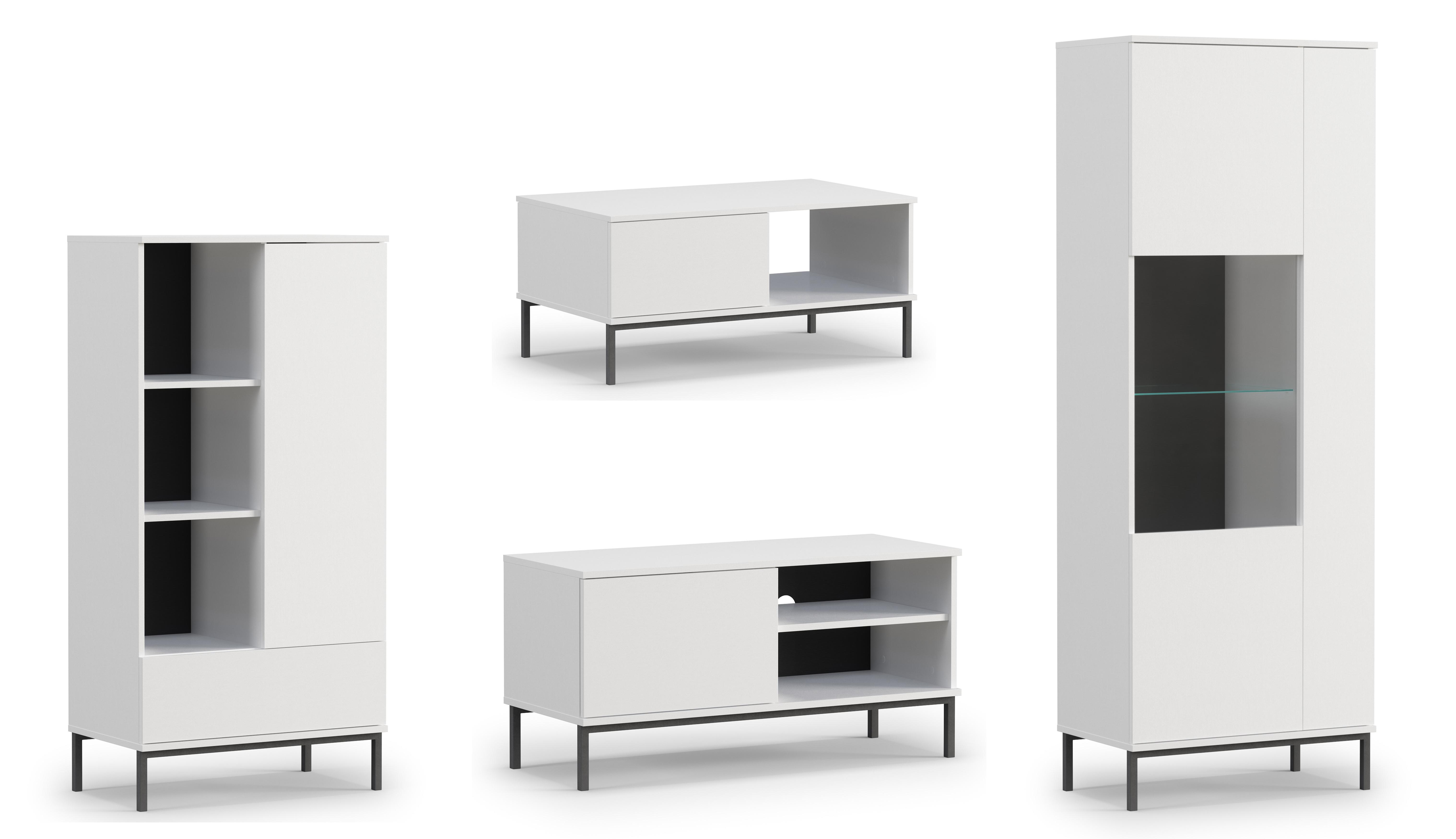 WOHNWAND Queba 1 Weiß 240/190/60 cm Funktional Modern - Weiß, Holzwerkstoff/Kunststoff (240/190/60cm) - AX Living