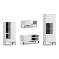 WOHNWAND Queba 1 Weiß 240/190/60 cm Funktional Modern - Weiß, Holzwerkstoff/Kunststoff (240/190/60cm) - AX Living