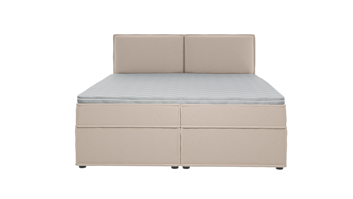 BOXBETT Eclipse 180/200 cm Beige Luxusmicrofaser - Beige/Schwarz, Holz/Kunststoff (180/200cm) - S-Style Möbel