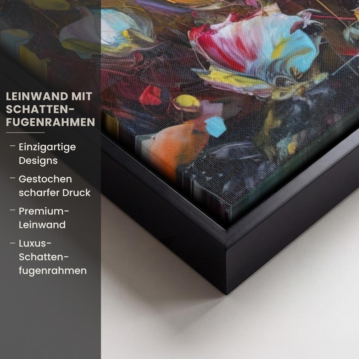 LEINWAND Bilder mit Rahmen - Blumen - Kunst - Natur - Ölgemälde - 70x50 - Multicolor, Textil (70/50cm) - MuchoWow