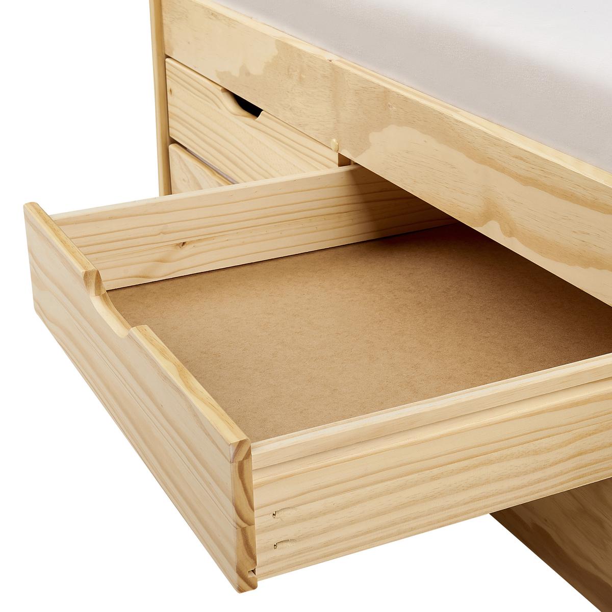 AUSZIEHBETT 90/200 cm Heller Holzfarbton Petiville - Hellbraun, Holz (90/200cm) - Beliani
