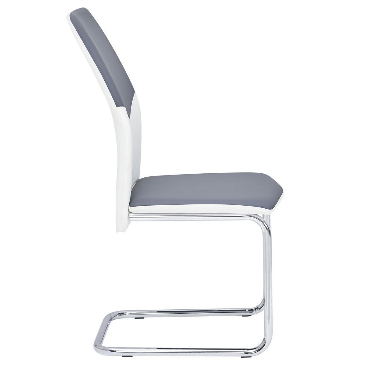 SCHWINGSTUHL LEONA 4er-Set weiß/grau - Weiß/Grau, Textil/Metall (44/99/62cm) - IDIMEX