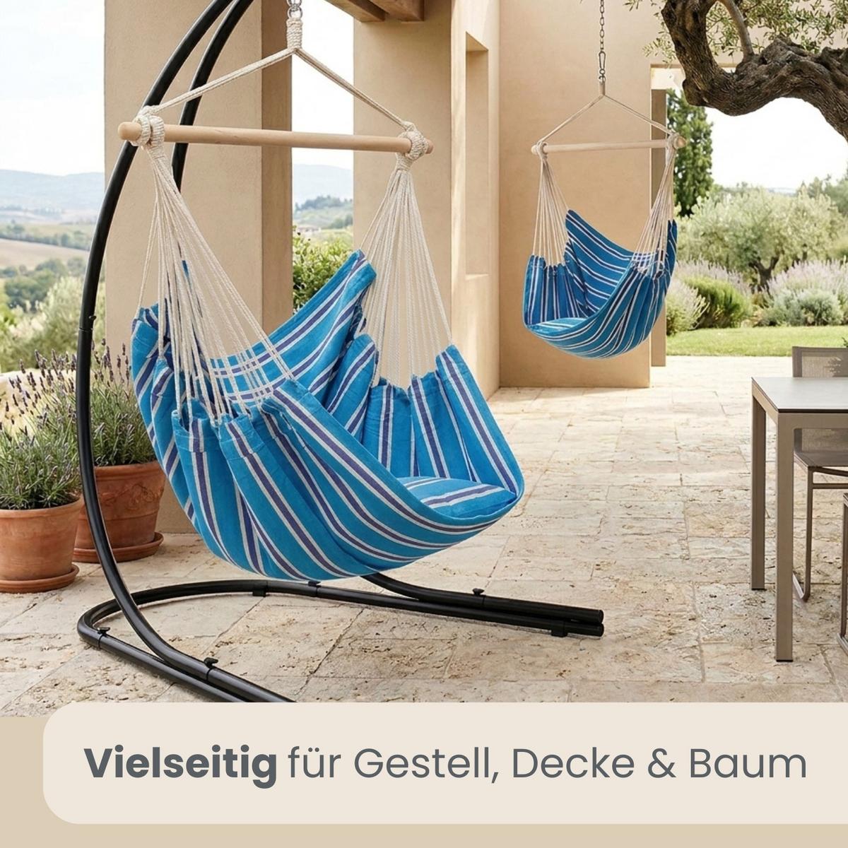 XXL HÄNGESESSEL 185/130 cm Belastbar bis 150 kg Multicolor - Blau, Textil (130/155/185cm) - Amanka